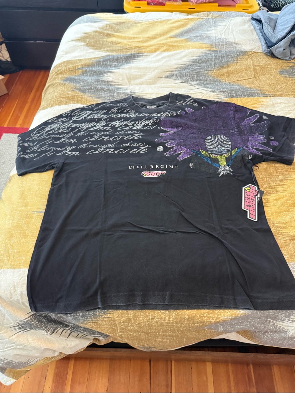 Civil Regime Mojo Jojo Black Short-Sleeve Graphic Tee with Purple Accent size XL